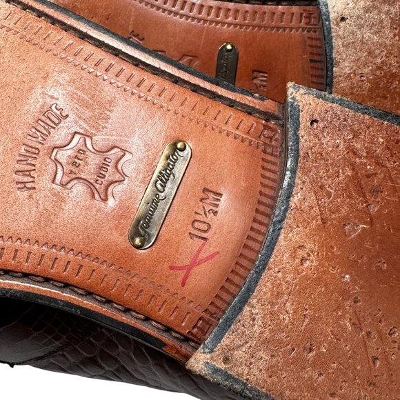 NEIMAN MARCUS  100% Genuine Alligator Handmade Mens Loafers Brown Sz 10.5 🔥 - Picture 9 of 9